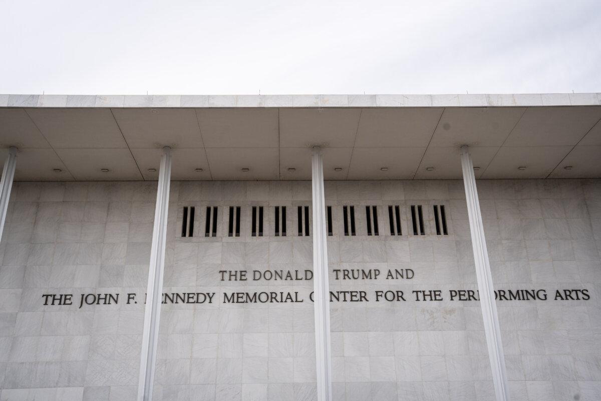 The Donald J. Trump and John F. Kennedy Memorial Center for the Performing Arts in Washington on Dec. 21, 2025. The Kennedy Center Board of Trustees said it decided unanimously to rename the facility. (Madalina Kilroy/The Epoch Times)