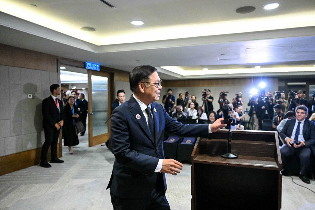 Thailand's foreign minister Sihasak Phuangketkeow arrives to hold a press conference following a special ASEAN foreign ministers' meeting on the Thai-Cambodian border conflict, in Kuala Lumpur, Malaysia, on Dec. 22, 2025. Southeast Asian foreign ministers met in Malaysia for crisis talks aimed at halting deadly border clashes between Thailand and Cambodia, which pressed on despite regional and international diplomacy. (Mohd Rasfan/AFP via Getty Images)