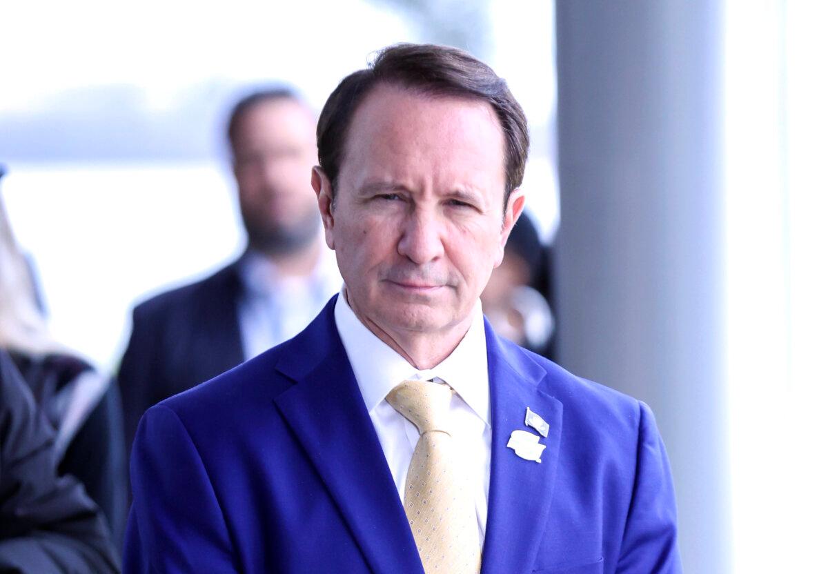 Louisiana Gov. Jeff Landry waits to be interviewed by Harris Faulkner of "The Faulkner Focus" live from Southern University after receiving the school's first Chancellor's Award for Excellence and Lifetime Achievement at Southern University in Baton Rouge, La., on Feb. 24, 2025. (Peter Forest/Getty Images)