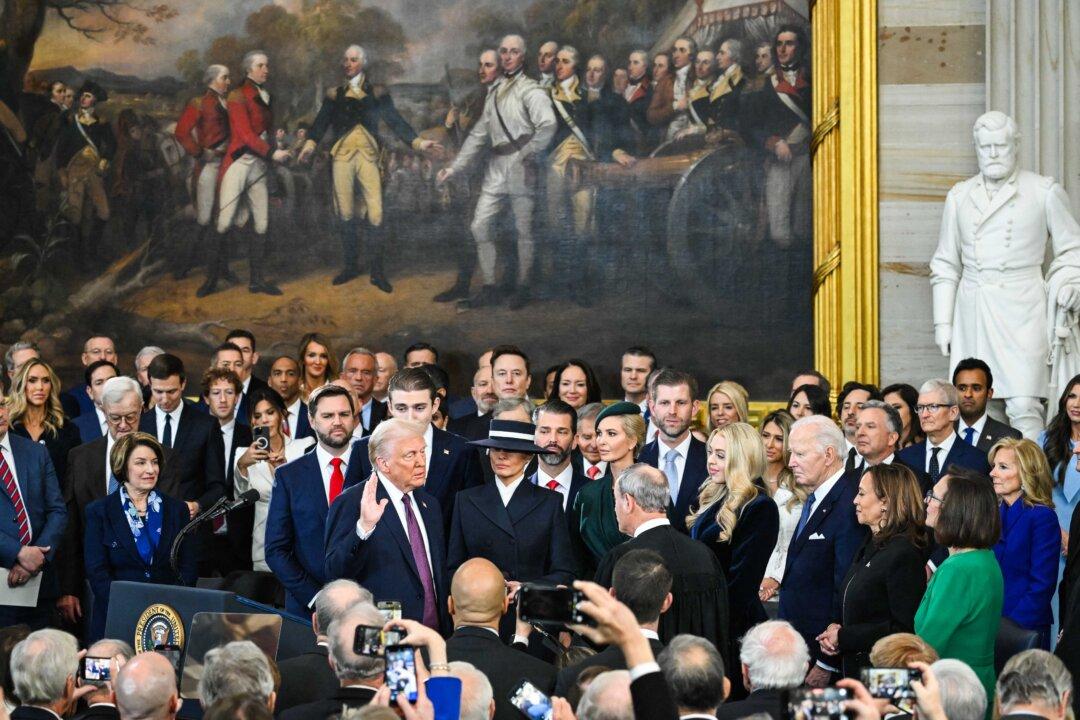 Donald Trump is sworn in as the 47th president of the United States in the U.S. Capitol Rotunda on Jan. 20, 2025. Trump takes office for his second term. (Saul Loeb/Pool/AFP via Getty Images)