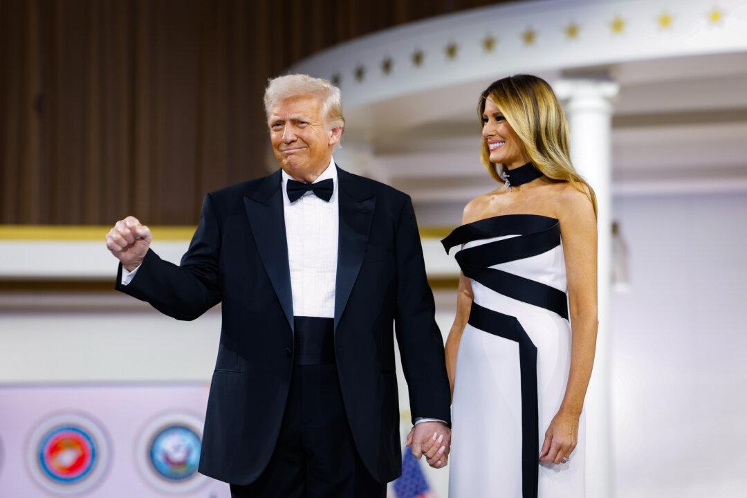 President Donald Trump dances with First Lady Melania Trump at the Commander-in-Chief Ball, after he took the oath as the 47th president, in Washington on Jan. 20, 2025. (Anna Moneymaker/Getty Images)