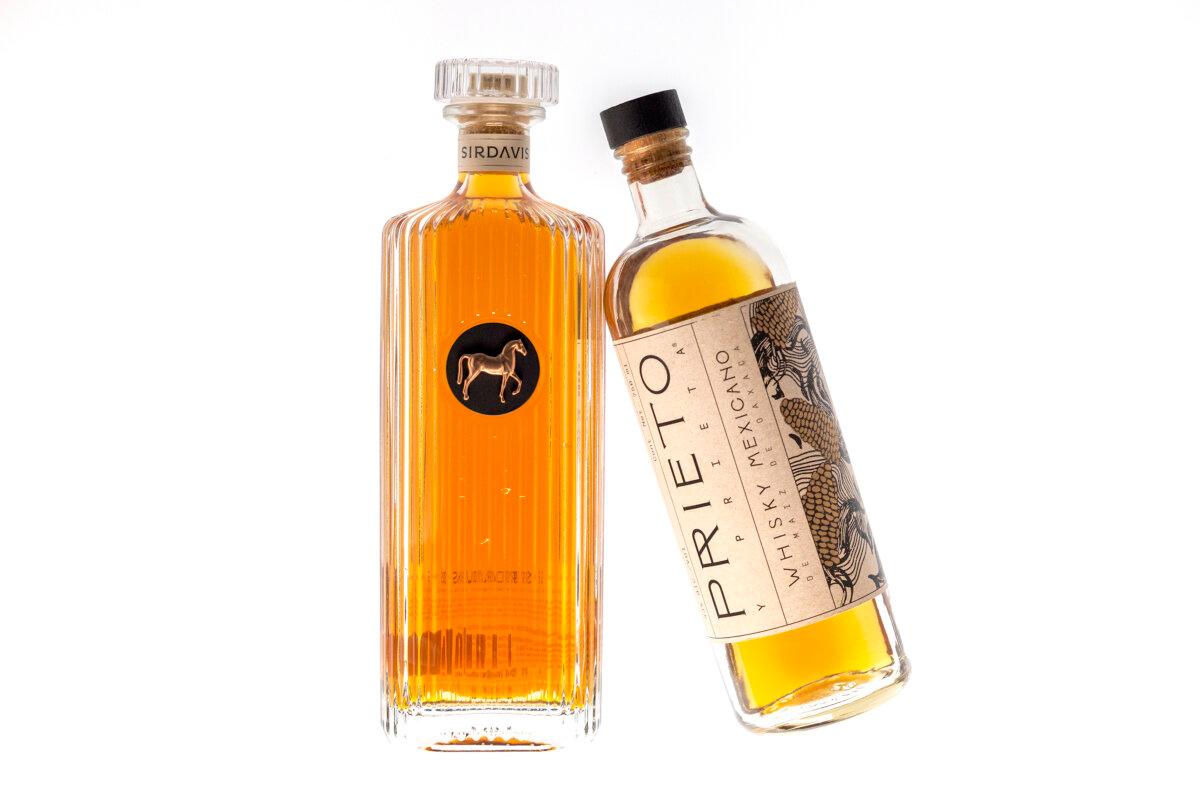 From left: Sirdavis Rye Whiskey Finished in Sherry Casks and Preito y Preita Whisky Mexicano. (Alejandro A Alvarez/The Philadelphia Inquirer/TNS)