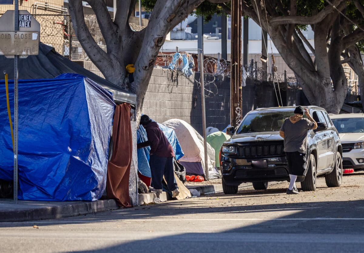 A homeless encampment in Los Angeles, on Jan. 7, 2026. (John Fredricks/The Epoch Times)