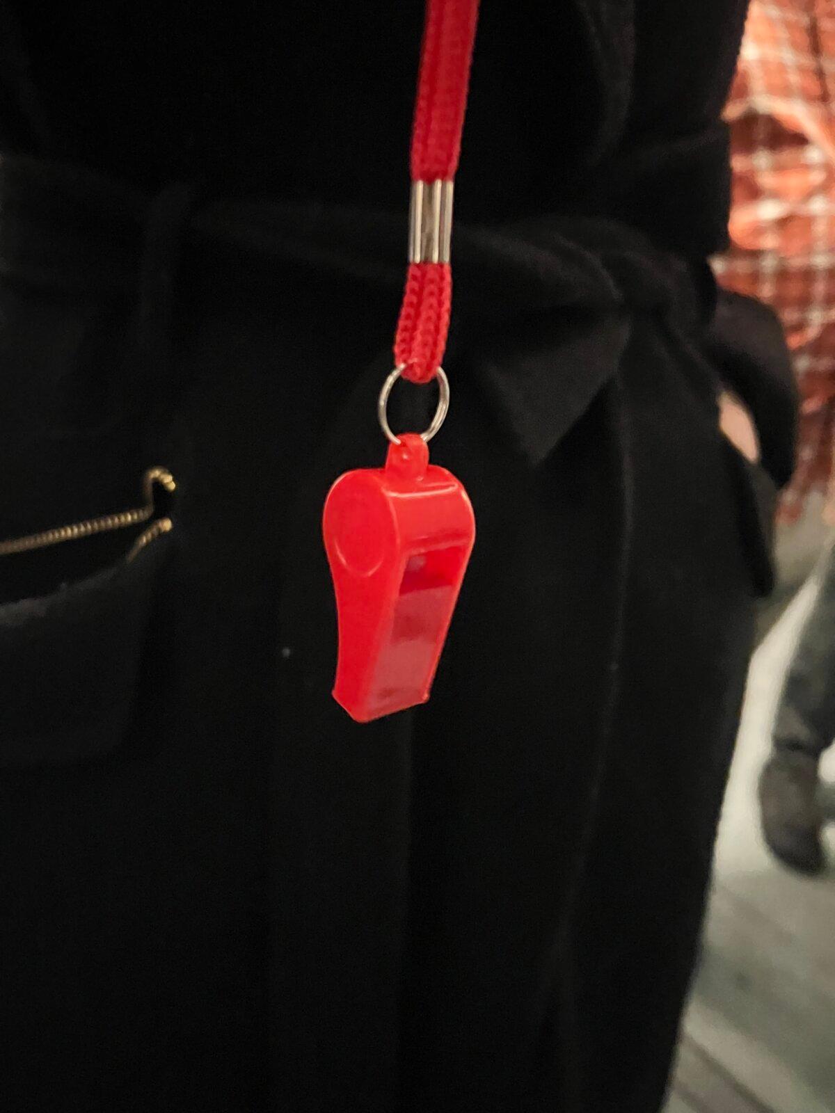 A resident in Minneapolis has carried a soccer whistle in her pocket for weeks just in case she wanted to notify neighbors of ICE activity in the area. (Jacki Thrapp/The Epoch Times)