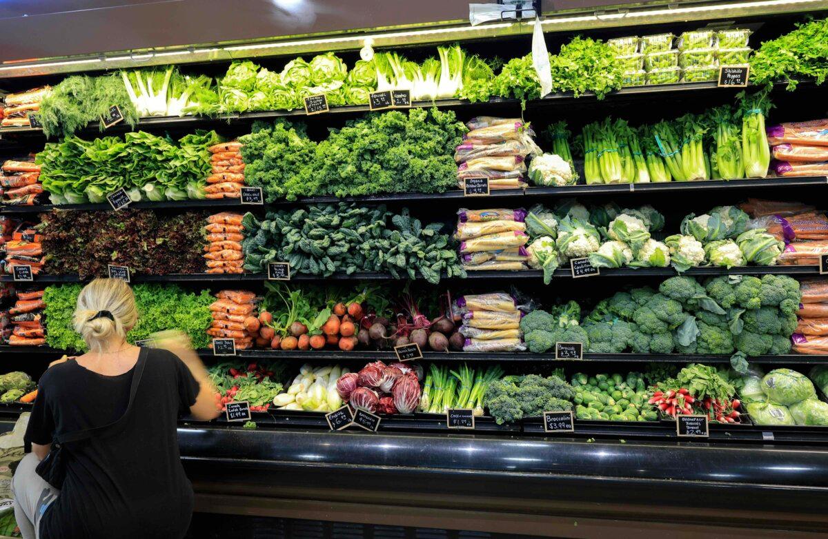 Vegetables on display in a grocery store in Delray Beach, Fla., on Aug. 15, 2025. (Joe Raedle/Getty Images)