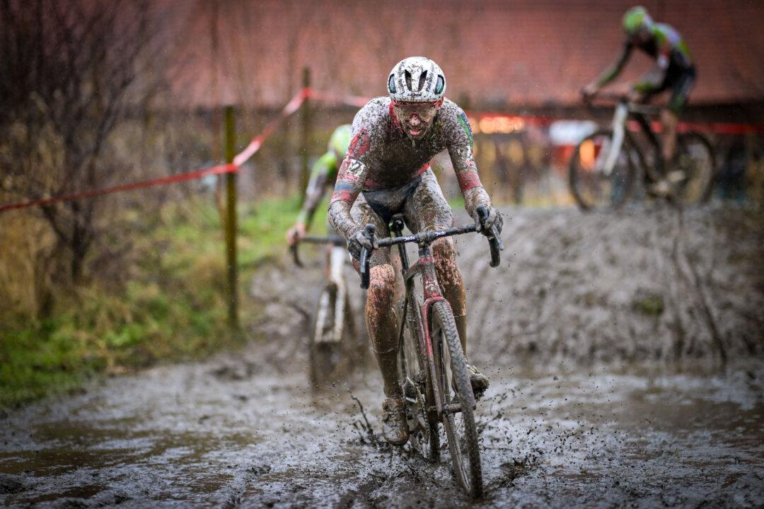 Belgian Michael Vanthourenhout is pictured in action during the men's elite race of the Cyclocross Otegem cycling event in Otegem, Belgium, on Jan. 12, 2026, the day after the Belgian national cyclocross championships. (David Pintens/BELGA MAG/Belga/AFP via Getty Images)