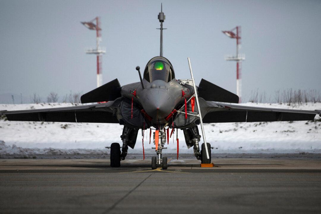 A Dassault Rafale fighter jet is displayed at the “Colonel Marko Zivkovic” military base, at Pleso Airport near Zagreb, Croatia, on Jan. 12, 2026, during a visit by NATO's Secretary General Mark Rutte and Croatia's Prime Minister Andrej Plenkovic. (AFP via Getty Images)