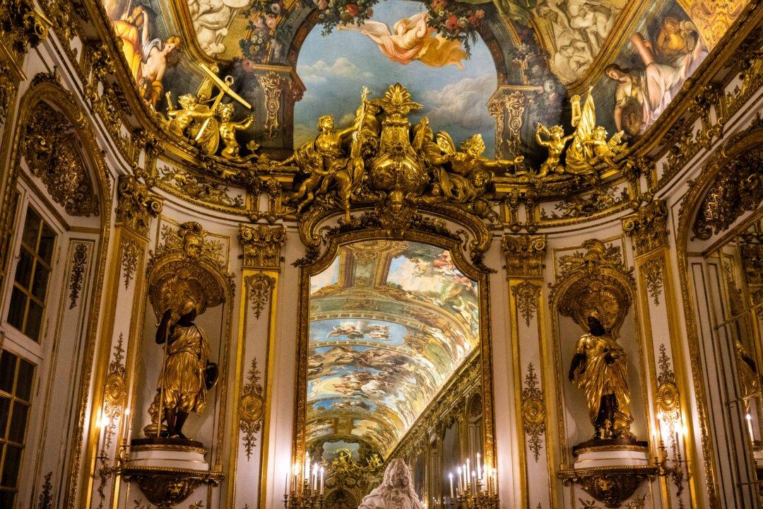 Golden decorations, paintings, and ornamental sculptures are seen inside the golden hall of the Banque de France, the French central bank, at the Hotel de Toulouse building, in Paris on Jan. 12, 2026. (Martin Lelievre/AFP via Getty Images)