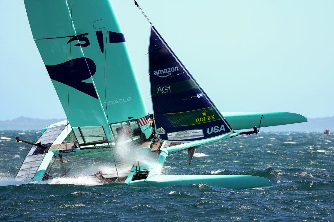 United States SailGP Team is seen in action during a SailGP Training Session in Fremantle, Australia, on Jan. 13, 2026. (Paul Kane/Getty Images)