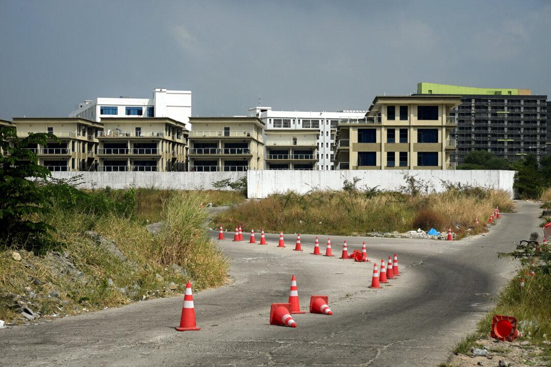 Buildings known as Jinbei 6 are part of a suspected compound built and operated by the Prince Group, headed by the internationally sanctioned Chen Zhi, in Sihanoukville, Cambodia, on Jan. 15, 2026. (Tang Chhin Sothy/AFP via Getty Images)