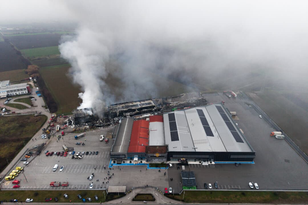 Five employees died in an explosion followed by a fire at a biscuit factory in Trikala, Greece, on Jan. 26, 2026. (Thanasis Kaliakoudas / SOOC / AFP via Getty Images)