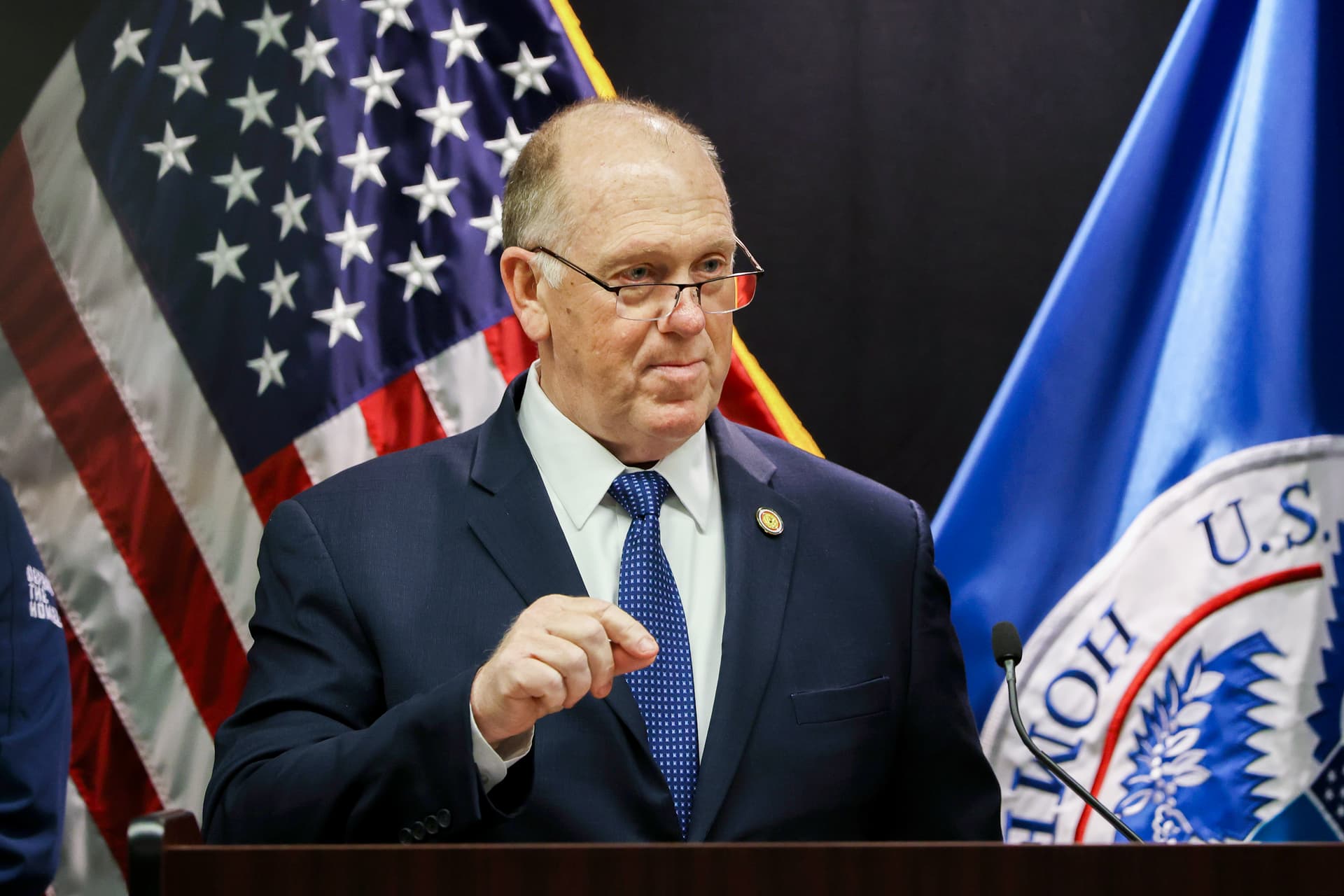 Border czar Tom Homan speaks during a news conference about ongoing immigration enforcement operations in Minneapolis on Jan. 29, 2026. (Scott Olson/Getty Images)