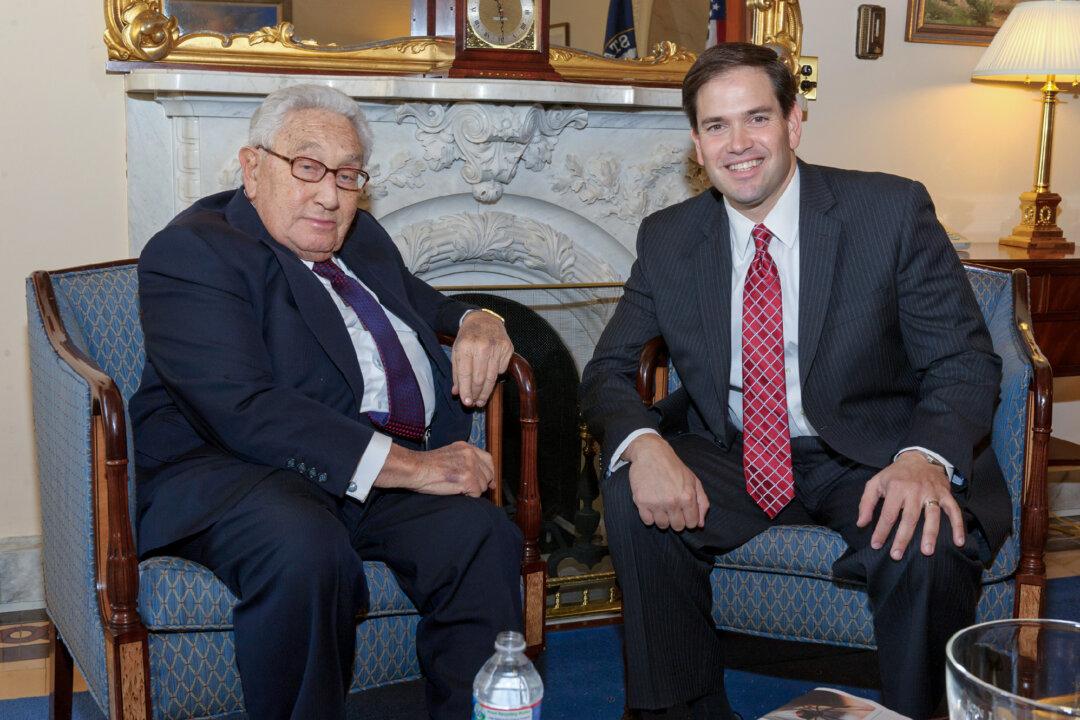 Sen. Marco Rubio (R-Fla.) with former Secretary of State Henry Kissinger on Nov. 2, 2011. Rubio served as a U.S. senator from 2011 until January 2025, when he resigned to become secretary of state for the Trump administration. (U.S. Congress/CC0)