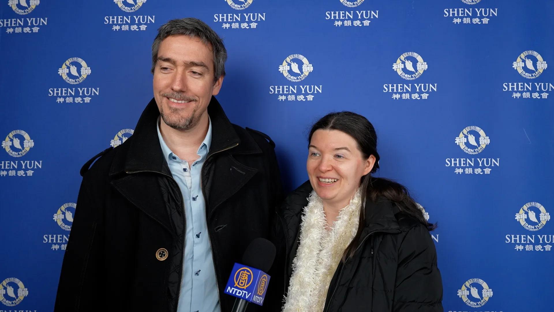 Léonore Walch, a schoolteacher, and Jonathan Girard, an IT manager, came to experience Shen Yun in Strasbourg on Feb. 4, 2026. (NTD)