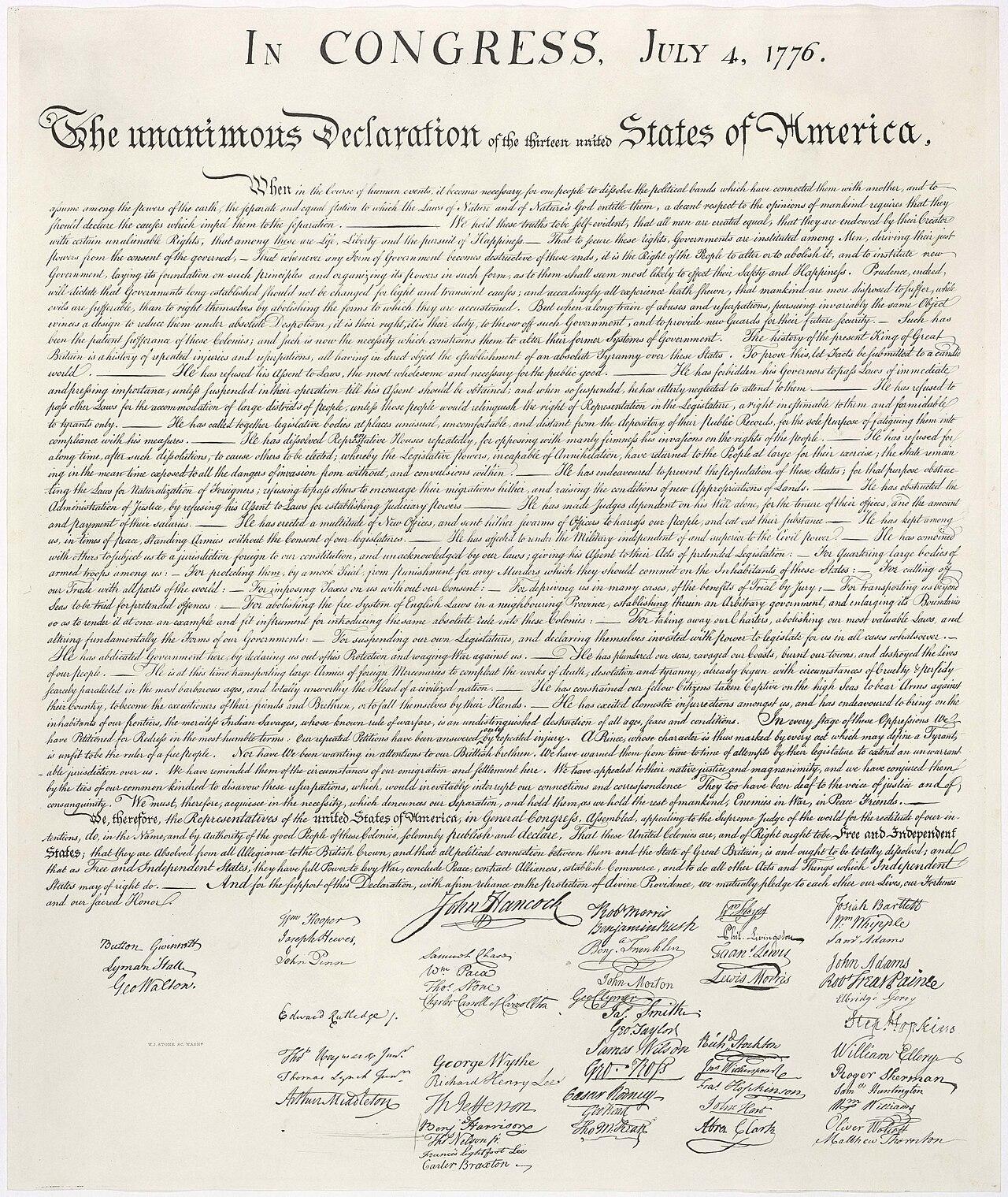 Although this image is of an 1823 copy of the Declaration of Independence, Matlack's penmanship was preserved. (Public Domain)