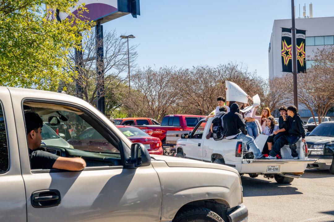 High school students rally during a walkout in protest against ICE in Austin, Texas, on Feb. 6, 2026. (Brandon Bell/Getty Images)