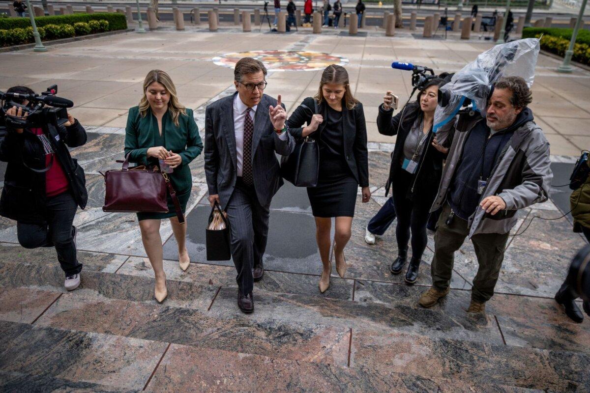 Attorney Mark Lanier arrives at the Los Angeles Superior Court before testifying on Feb. 11, 2026. (Ethan Swope/Getty Images)