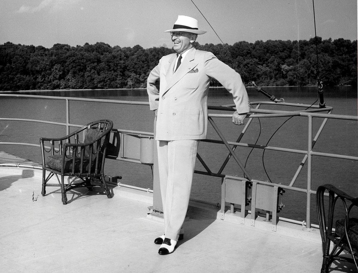 A 1945 photograph of Harry Truman, which appeared in a 1951 Life magazine spread that commented on his fashion style. (Harry S. Truman Presidential Library and Museum/NARA)