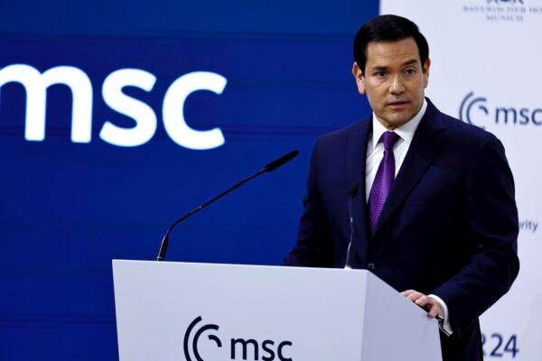 U.S. Secretary of State Marco Rubio delivers a keynote speech at the 62nd Munich Security Conference in Munich on Feb. 14, 2026. (Johannes Simon/Getty Images)