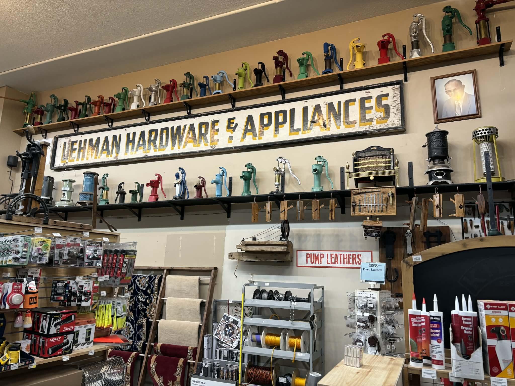 Antiques line the walls of Lehman's in Kidron, Ohio, on Feb. 11, 2026. (Jeff Louderback/Epoch Times)