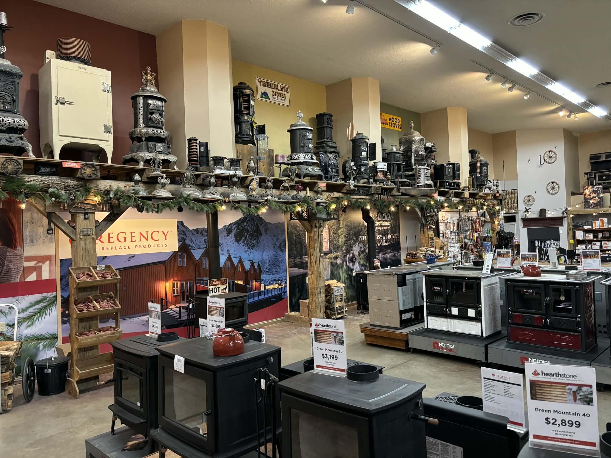 Wood-burning stoves are a draw at Lehman's in Kidron, Ohio. (Jeff Louderback/Epoch Times)