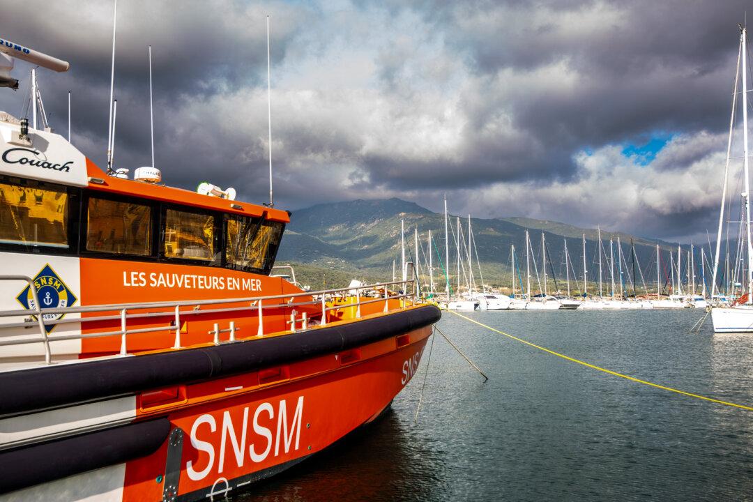 A sea rescue boat in the port of Propriano, South Corsica, France, on Feb. 16, 2026. (Grichka Beysson-Leandri/Hans Lucas/AFP via Getty Images)