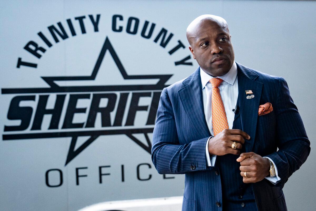 Rep. Wesley Hunt (R-Texas), a Republican running in the 2026 Senate primary, takes part in the Trinity County Sheriff's Office scholarship breakfast event in Trinity, Texas, on Feb. 19, 2026. (Madalina Kilroy/The Epoch Times)