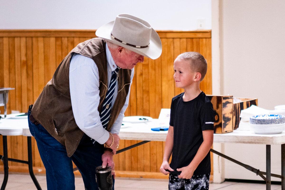 People take part in the Trinity County Sheriff's Office scholarship breakfast event in Trinity, Texas, on Feb. 19, 2026. (Madalina Kilroy/The Epoch Times)