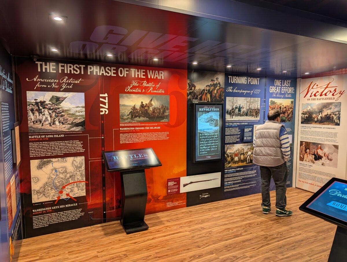 Scott Rose visits Freedom 250’s Freedom Truck at Florida Atlantic University in Boca Raton on Feb. 23, 2026. (Jacob Burg/The Epoch Times)