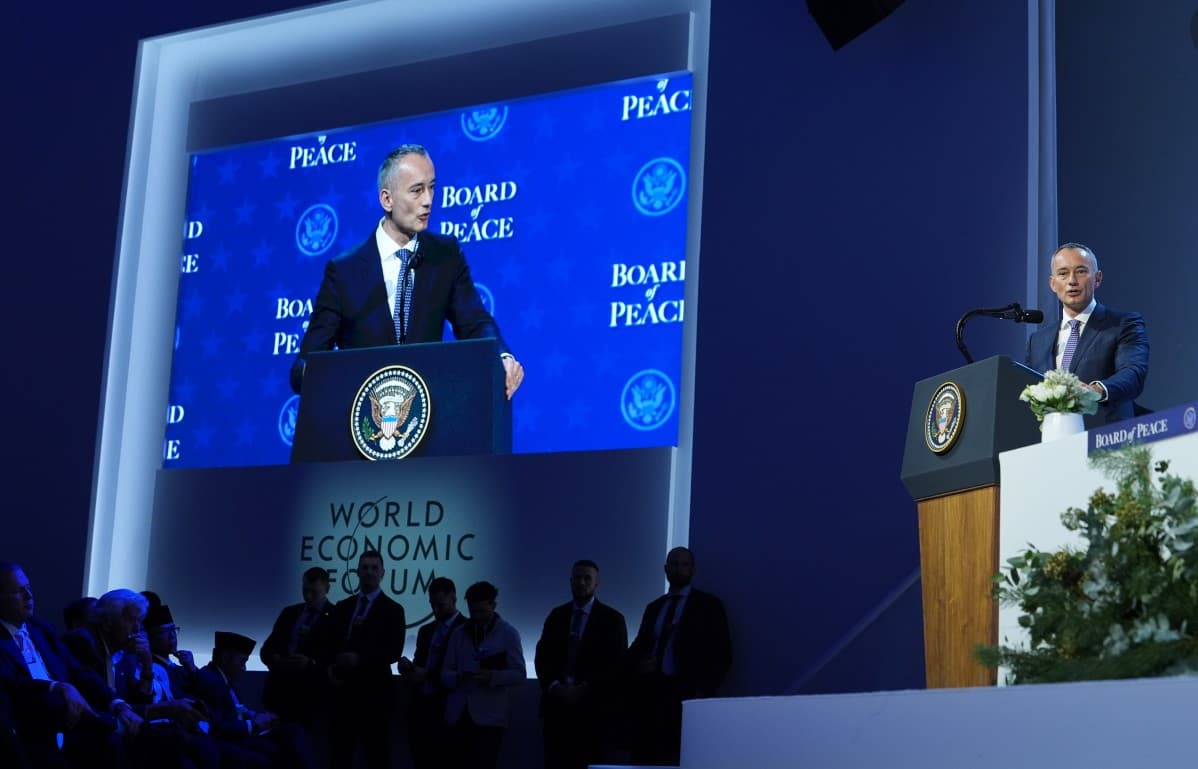 Board member Nickolay Mladenov speaks after the signing of a Board of Peace charter during the World Economic Forum meeting in Davos, Switzerland, on Jan. 22, 2026. (Evan Vucci/AP)