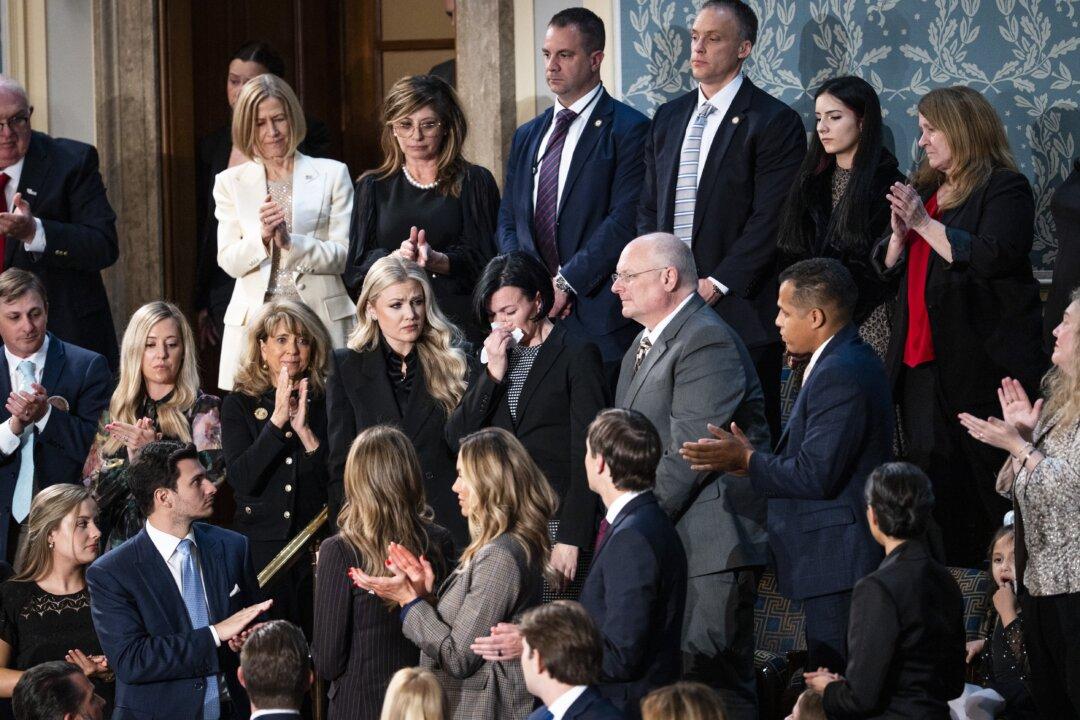Erika Kirk and Anna Zarutska, mother of Iryna Zarutska, attend President Donald Trump's first State of the Union address during his second presidential term, in the House Chamber on Capitol Hill in Washington on Feb. 24, 2026. (Madalina Kilroy/The Epoch Times)