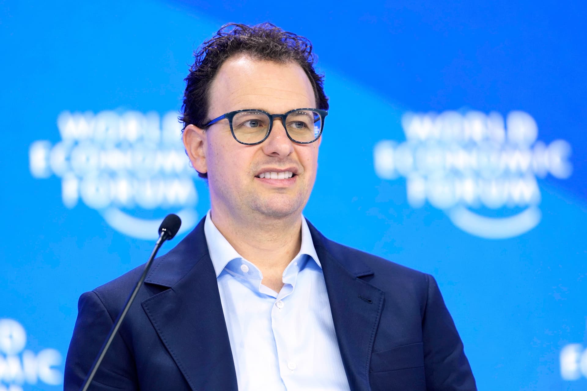 Dario Amodei, CEO and cofounder of Anthropic, attends the annual meeting of the World Economic Forum in Davos, Switzerland, on Jan. 23, 2025. (Markus Schreiber/AP Photo)