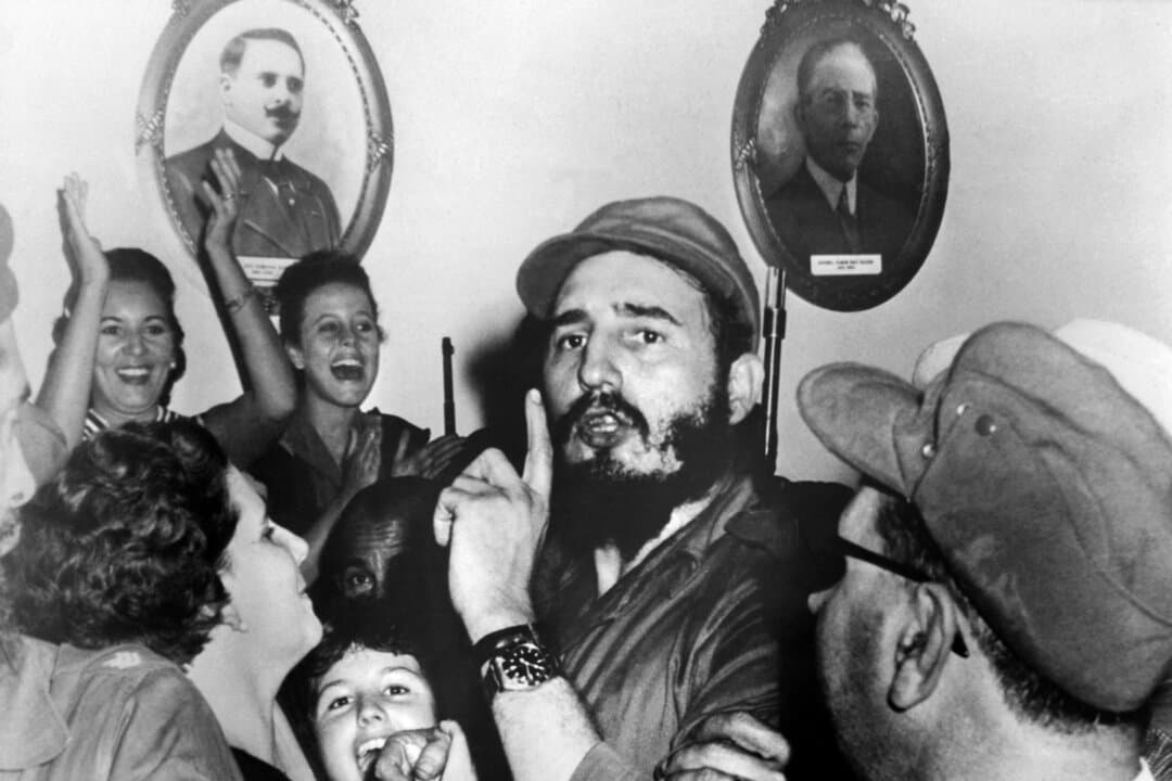 Cuban leader Fidel Castro (C) appears shortly after toppling dictator Fulgencio Batista during the revolutionary triumph in Cienfuegos, Cuba, on Jan. 4, 1959. (Prensa Latina/AFP via Getty Images)