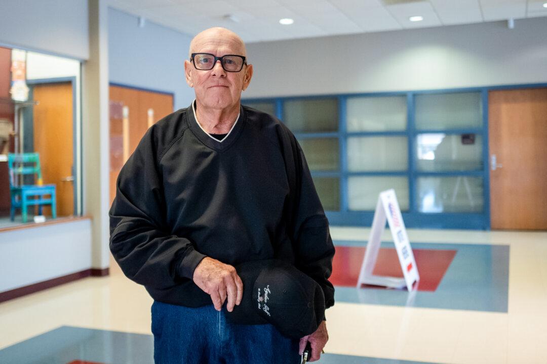 Len Stancill after casting his vote at an early voting polling site at Pitt County Agricultural Center Conference Room as North Carolina begins its midterm primary election, in Greenville, N.C., on Feb. 12, 2026. (Madalina Kilroy/The Epoch Times)