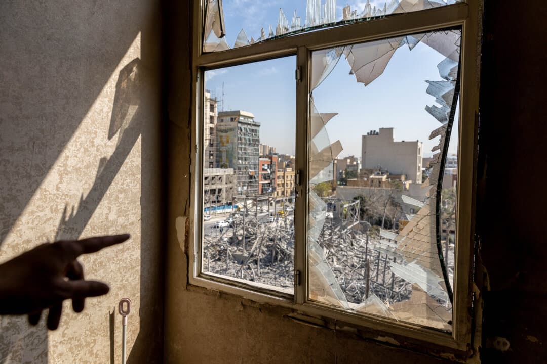 A destroyed police facility, struck days earlier, during the U.S.–Israeli military campaign in Tehran on March 4, 2026. (Majid Saeedi/Getty Images)