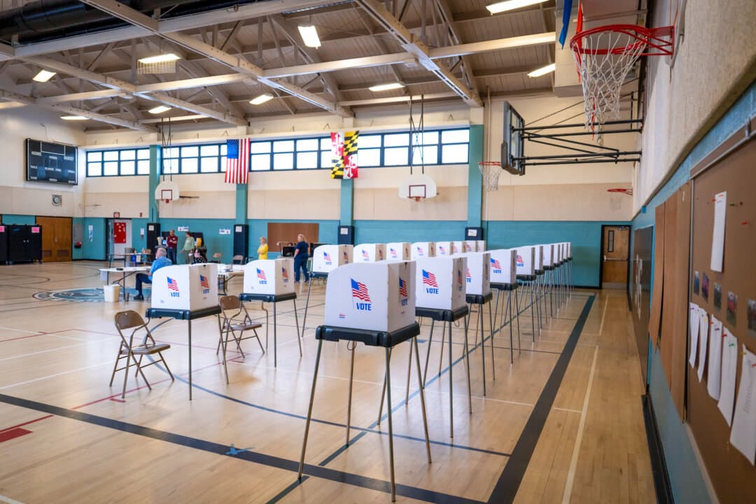 A voting site during the primary election in Elkridge, Md., on May 14, 2024. (Madalina Vasiliu/The Epoch Times)