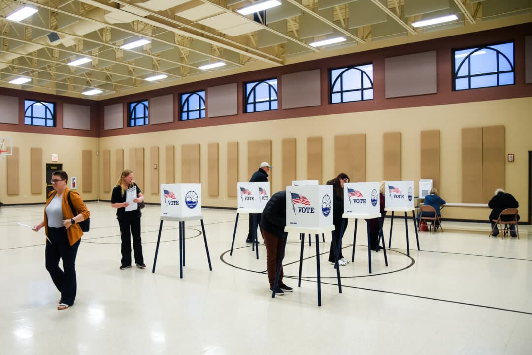 Voters cast their ballots at St. John's Lutheran Church in Topeka, Kan., on Nov. 8, 2022. (Michael B. Thomas/Getty Images)