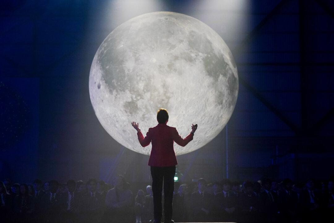 Helen Sharman, Britain's first astronaut, speaks to local schoolchildren about her time in space during the Blyth Festival of Energy event in Blyth, England, on March 5, 2026. The celebration takes place from March 5–8 in Blyth, Northumberland. (Ian Forsyth/Getty Images)