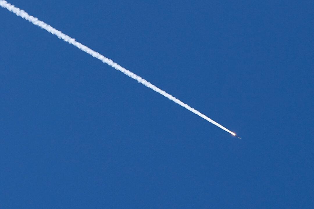 A rocket trail in the sky above Tel Aviv, Israel, on March 5, 2026. Iran's army said it had carried out drone strikes in Israel on March 5 including a radar site. (Jack Guez/AFP via Getty Images)