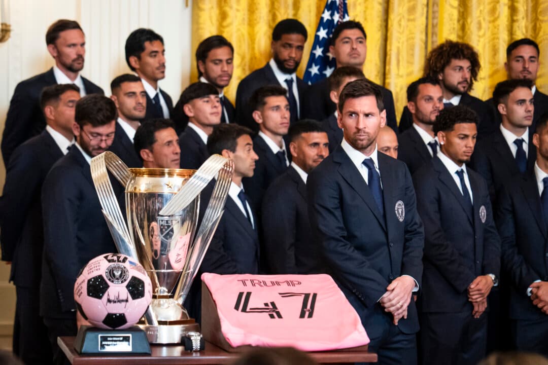 Soccer player Lionel Messi during MLS Champions Inter Miami CF’s visit to the White House on March 5, 2026. (Madalina Kilroy/The Epoch Times)