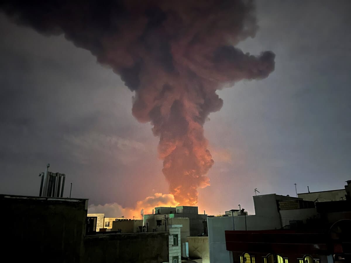 Smoke rises following an explosion, amid the U.S.–Israel war with Iran, in Tehran, Iran, on March 7, 2026. (Majid Asgaripour/WANA via Reuters)
