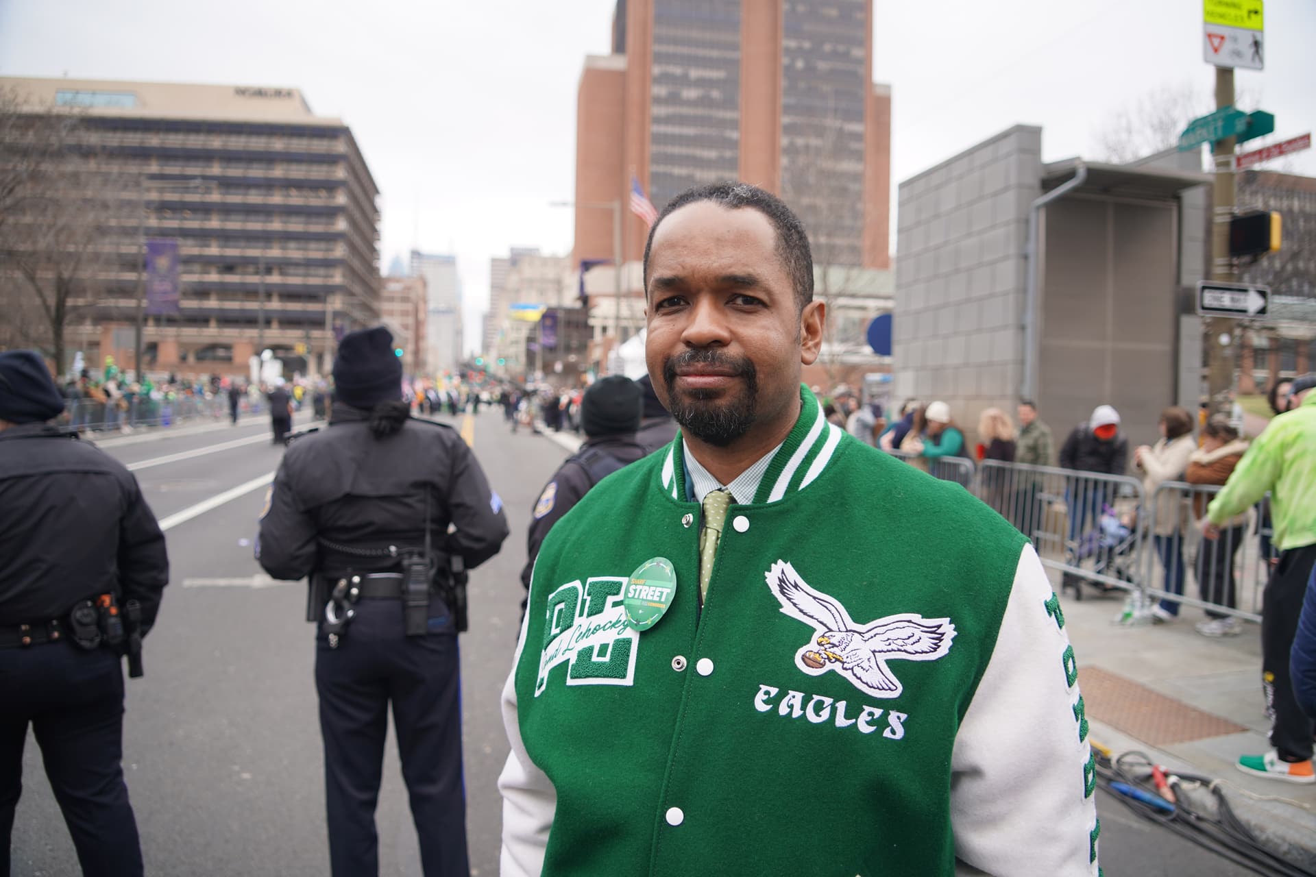 State Sen. Sharif Street marches. (William Huang/The Epoch Times)
