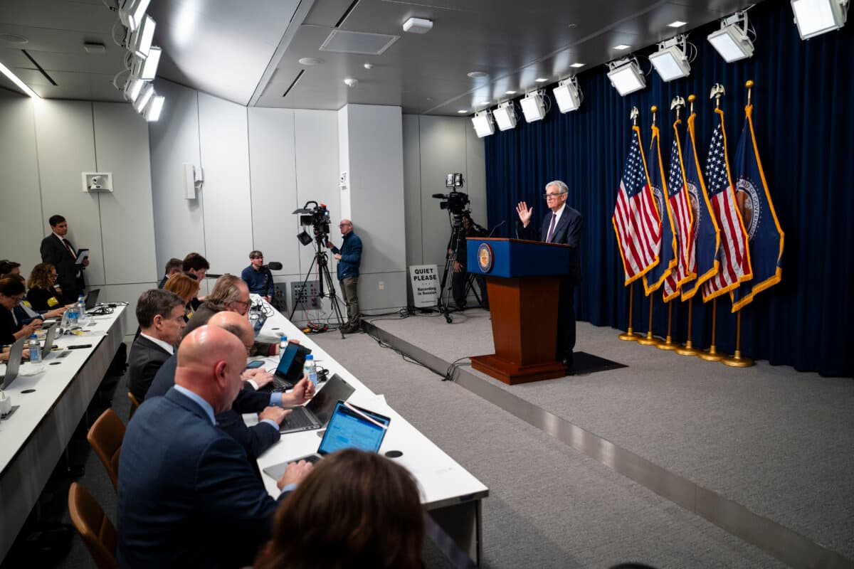 Federal Reserve Chair Jerome Powell speaks at a news conference following the Federal Open Market Committee (FOMC) meeting in Washington, on March 18, 2026. (Madalina Kilroy/The Epoch Times)