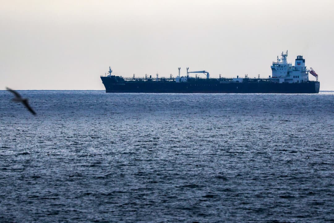 The Texas Voyager oil tanker sits anchored off the coast of Chevron’s El Segundo Refinery in El Segundo, Calif., on March 4, 2026. (Patrick T. Fallon/AFP via Getty Images)