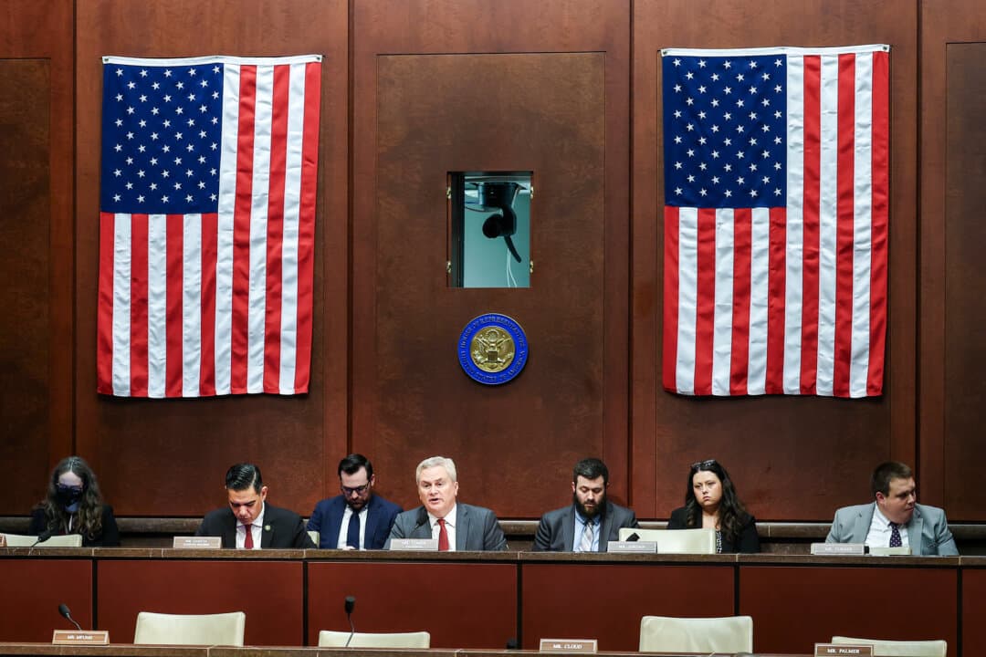 Chairman Rep. James Comer (R-Ky.) (C) speaks during a House Oversight and Government Reform Committee hearing at the U.S. Capitol on March 4, 2026. The committee held the hearing to examine the alleged misuse of federal funds intended for Minnesota Medicaid programs. (Anna Moneymaker/Getty Images)