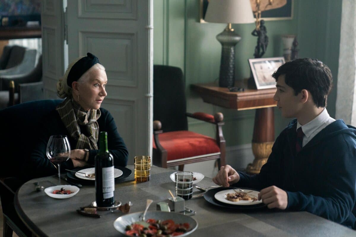 Julian Albans (Bryce Gheisar) and his grandmother, Sara Blum (Helen Mirren), in "White Bird." (Lionsgate)