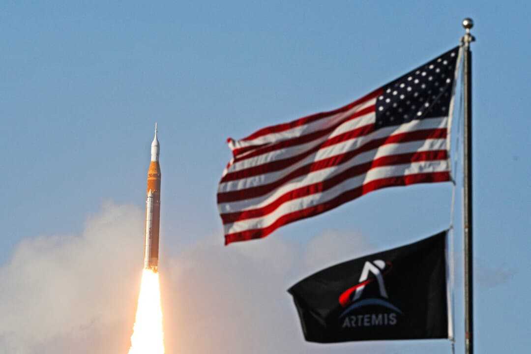 The Artemis II crewed lunar mission launches at Kennedy Space Center in Cape Canaveral, Fla., on April 1, 2026. (Gregg Newton/AFP via Getty Images)