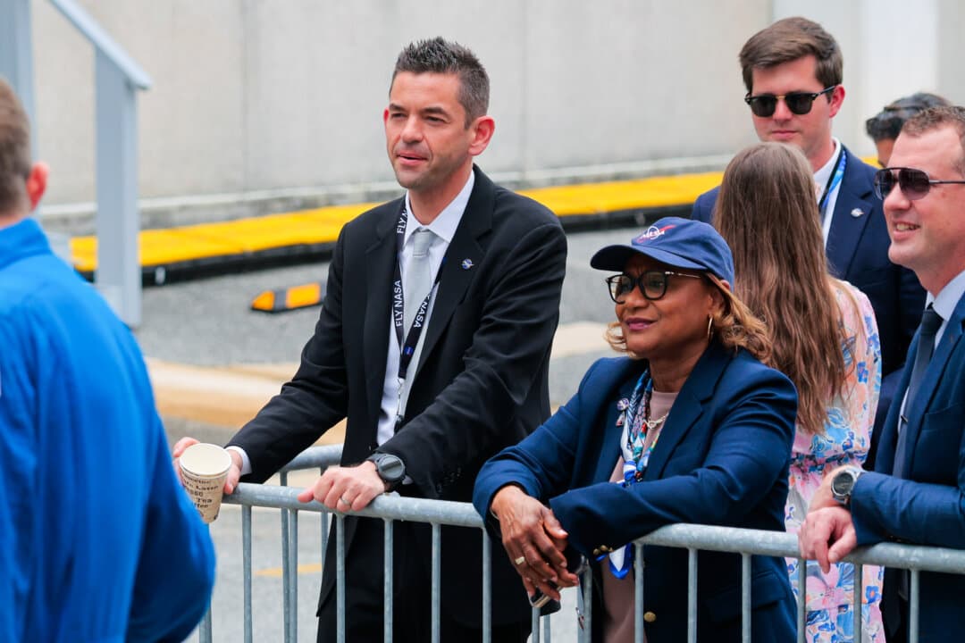 National Aeronautics and Space Administration (NASA) Administrator Jared Isaacman (C) attends the launch of the Artemis II at NASA’s Kennedy Space Center in Cape Canaveral, Fla., on April 1, 2026. (Chip Somodevilla/Getty Images)