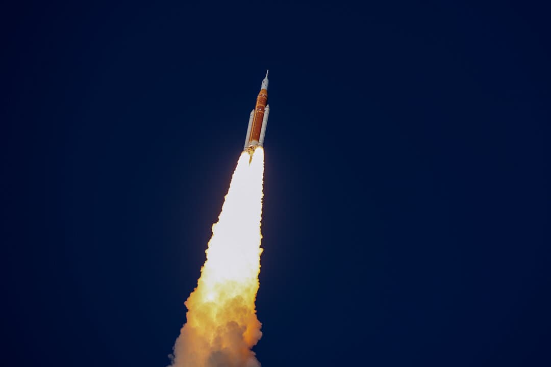NASA’s Artemis II Space Launch System rocket carrying the Orion spacecraft lifts off from Launch Complex 39B at Kennedy Space Center in Cape Canaveral, Fla., on April 1, 2026. (Joe Raedle/Getty Images)