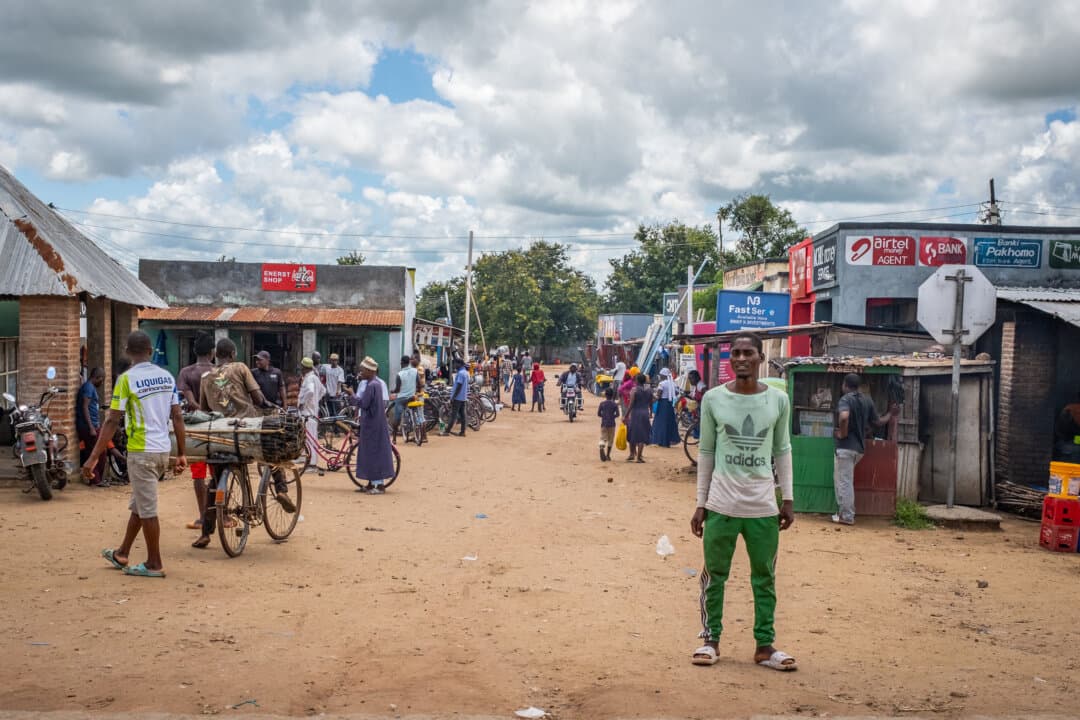 People visit a market in the Machinga District of Malawi on Feb. 21, 2026. (John Fredricks/The Epoch Times)